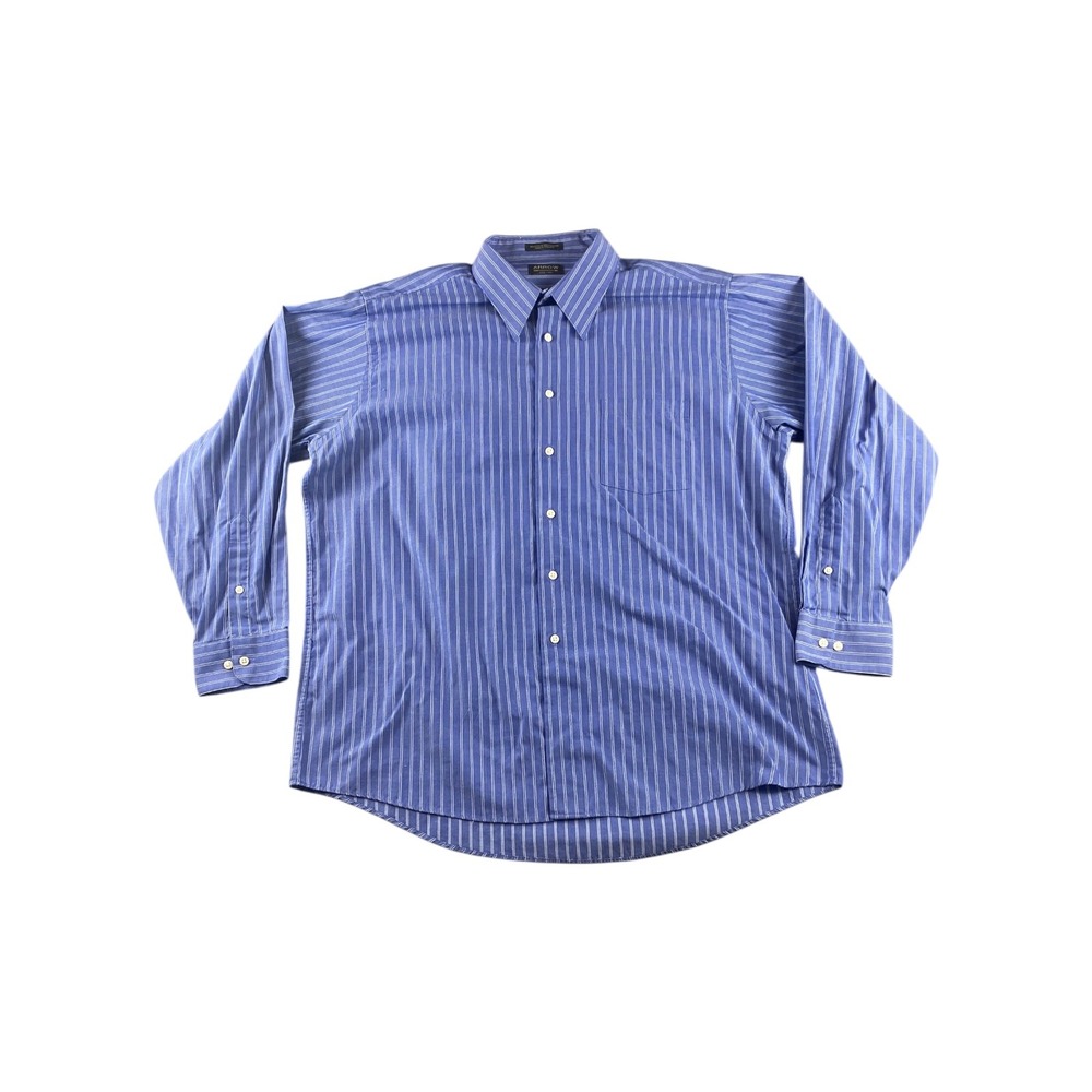Arrow Mens Blue Stripe Long Sleeve‎ Button Down Wrinkle Free Dress Shirt XLarge